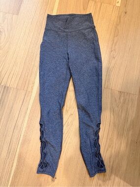 lululemon athletica Heathered Gray Kids Leggings with Side Lace Detail
